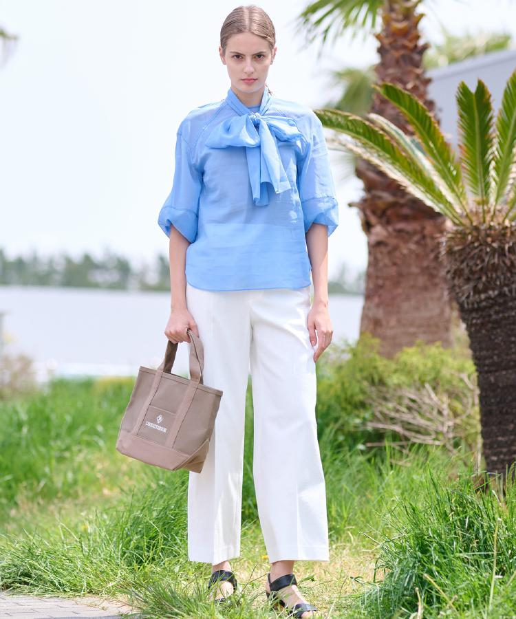 2WAY/清涼感】袖ボリュームシア―ボウタイブラウス（シャツ・ブラウス