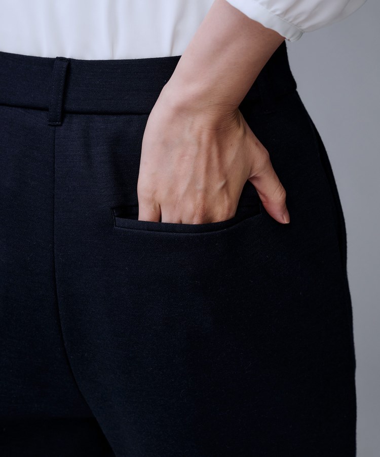 洗えるスーツ／ストレッチ】ウール混ジャージ テーパードパンツ（フル