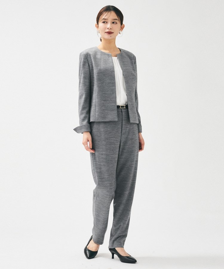 洗えるスーツ／ストレッチ】ウール混ジャージ テーパードパンツ（フル