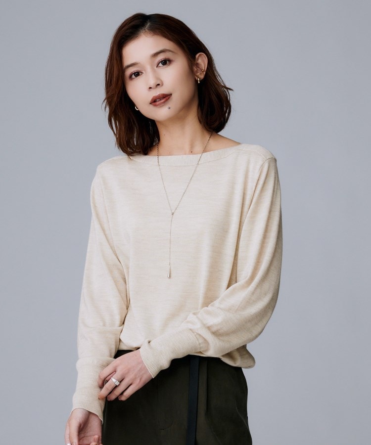 アンサンブル可/洗える】シルクウールカシミヤ ドルマンスリーブニット