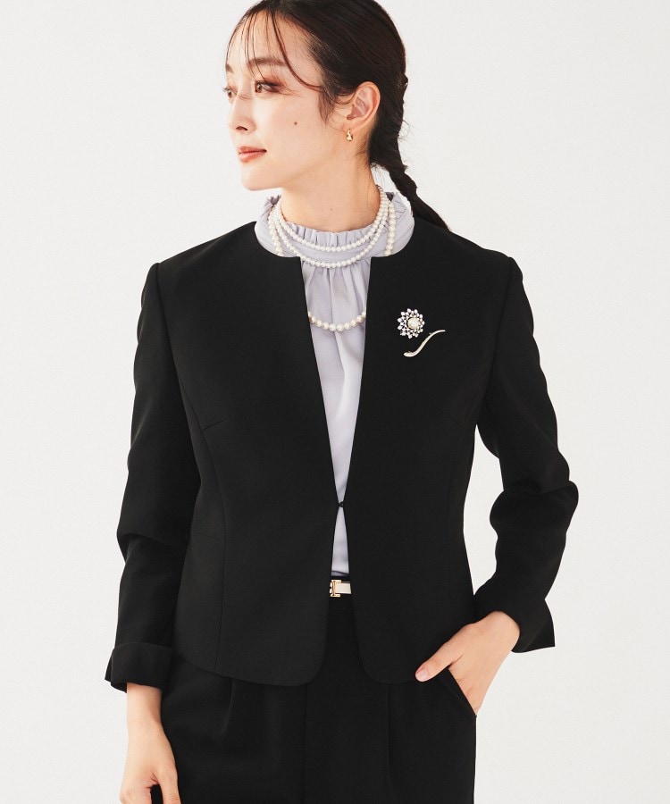 通勤スーツ】ノーカラージャケット（ノーカラージャケット