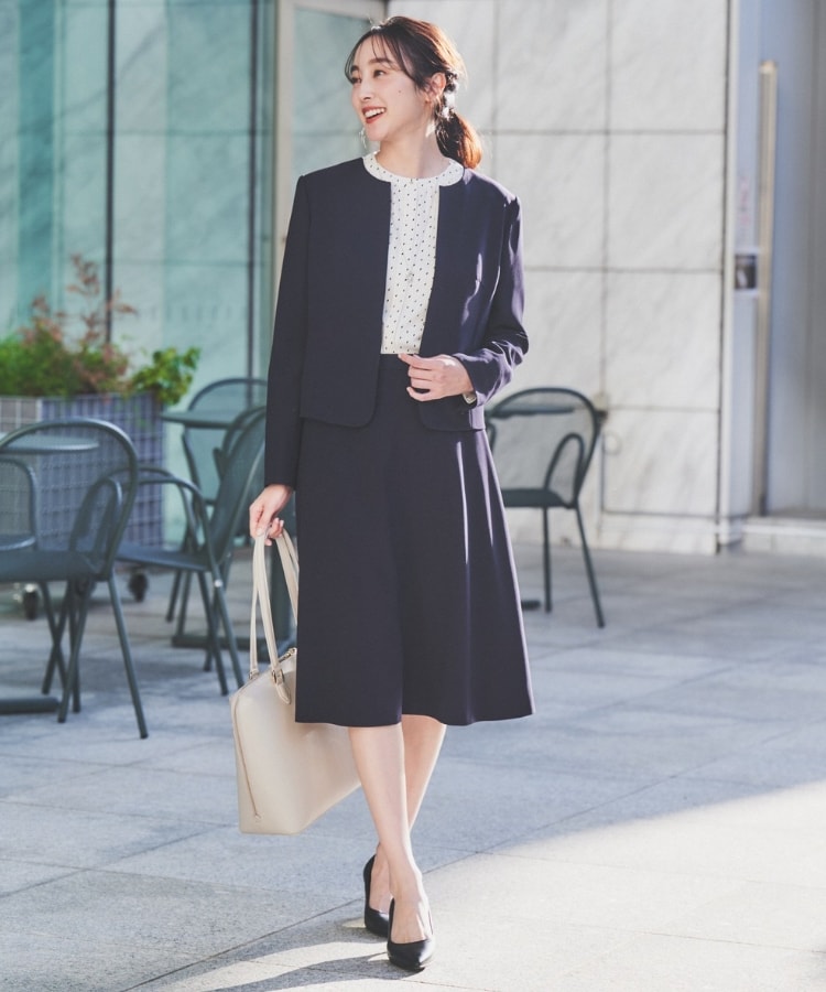 通勤スーツ】ノーカラージャケット（ノーカラージャケット