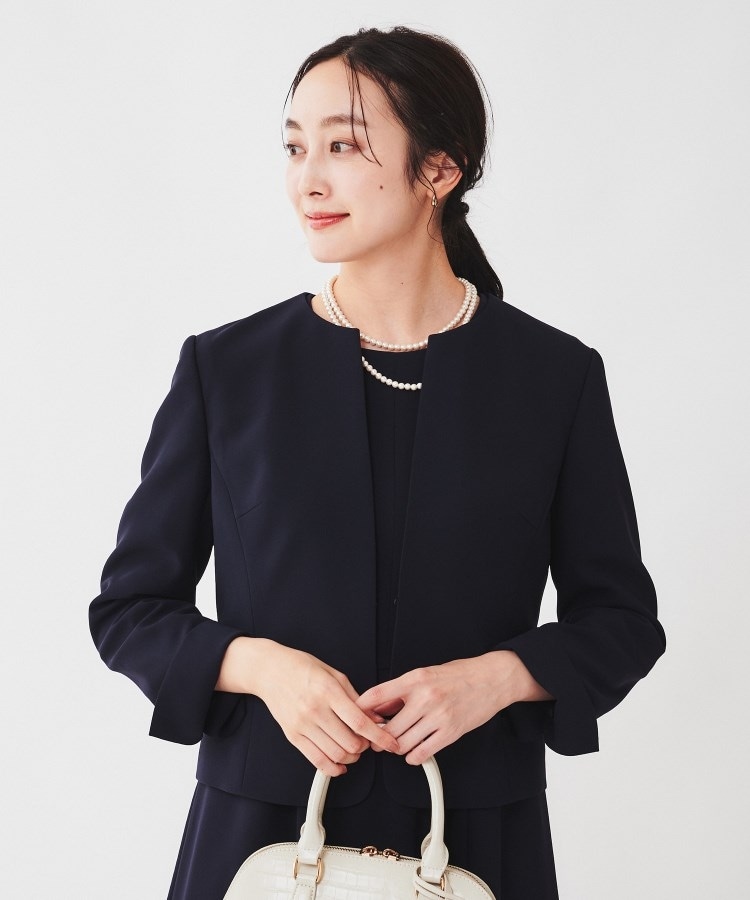 通勤スーツ】ノーカラージャケット（ノーカラージャケット