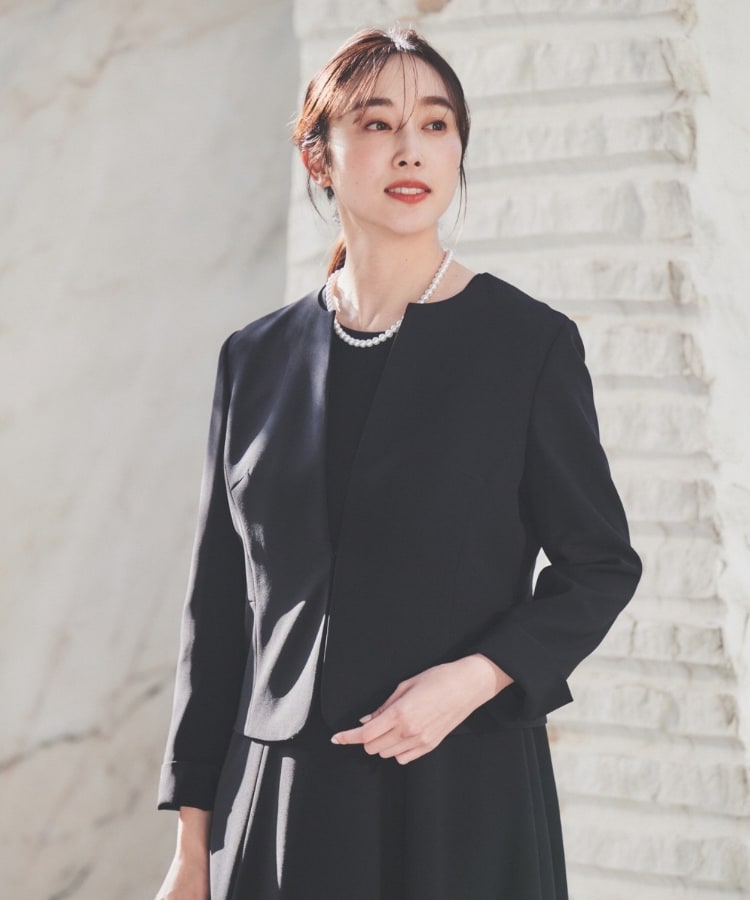 通勤スーツ】ノーカラージャケット（ノーカラージャケット