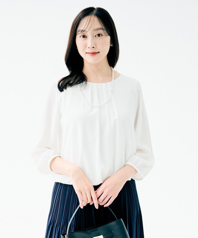 透けにくい/ウエストイン見え】タックブラウス（シャツ・ブラウス