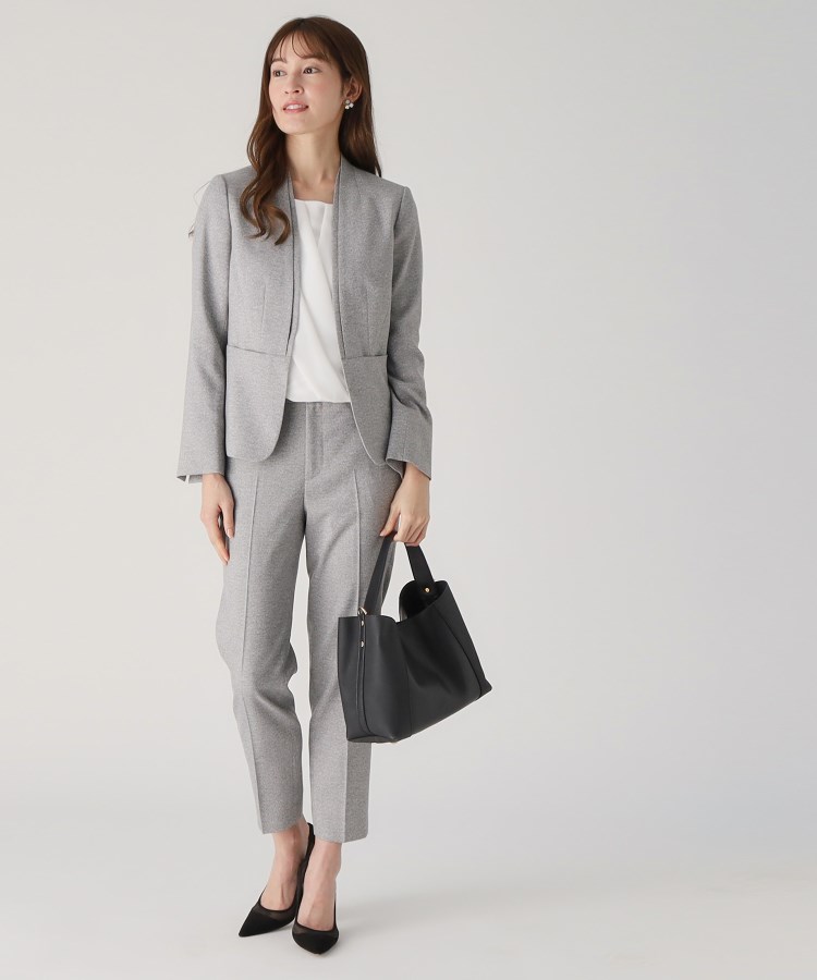 洗える／日本製／スーツ可】ノーカラージャケット（テーラード