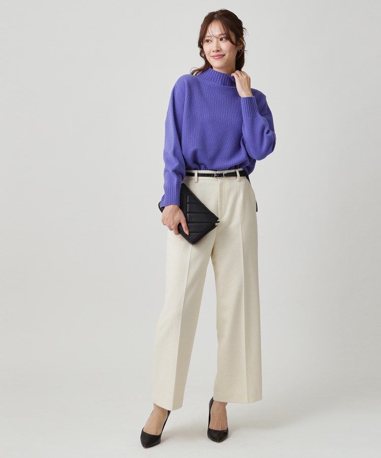 手洗い可／日本製／カシミヤ混】ミドルゲージのハイネックニット