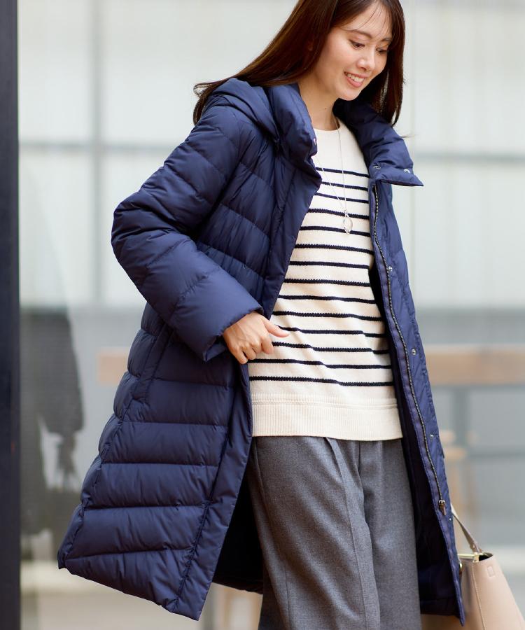 定番人気／ウエスト調整可】フーデッドロングダウンコート（ダウン