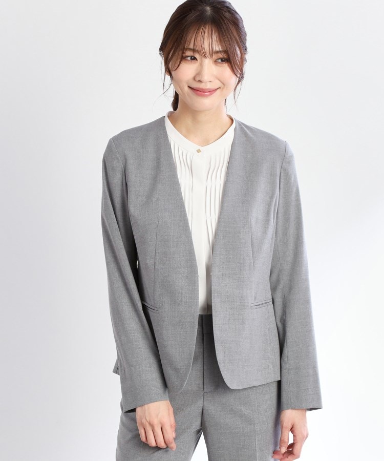 洗える／セットアップ可】ノーカラージャケット（ノーカラージャケット