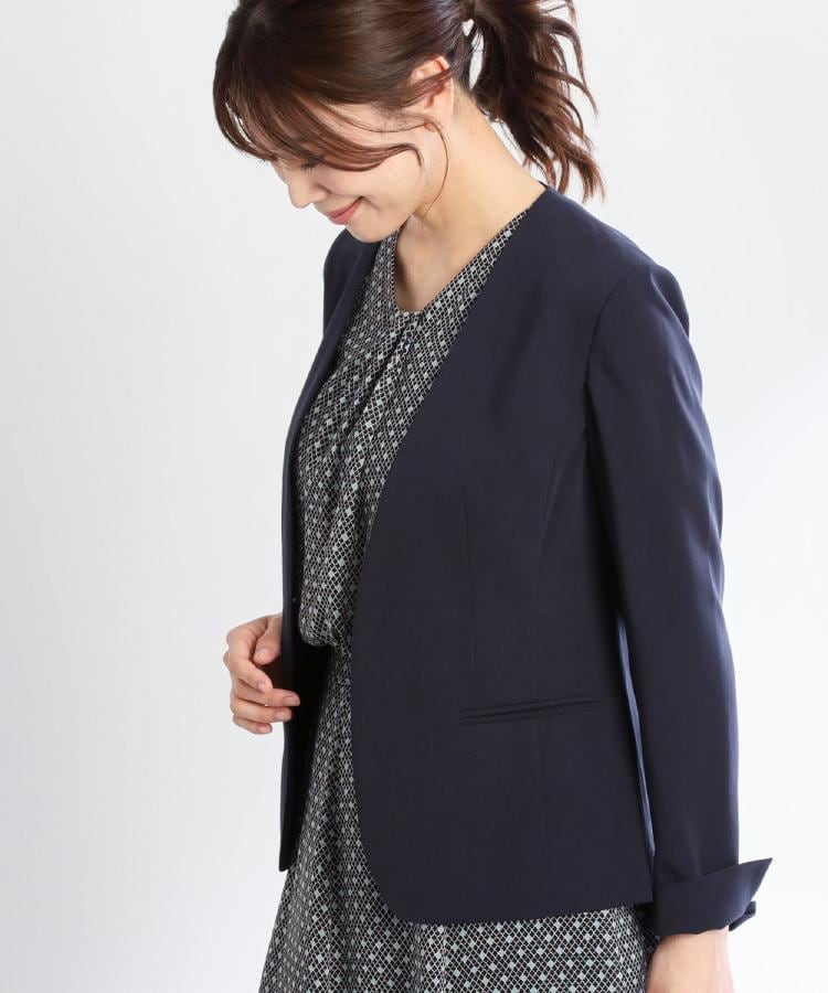 洗える／セットアップ可】ノーカラージャケット（ノーカラージャケット