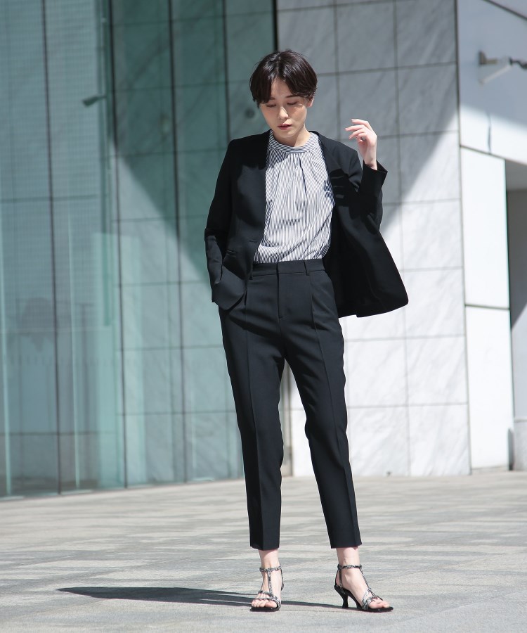 定番スーツ/UVケア/接触冷感/洗える】ノーカラージャケット