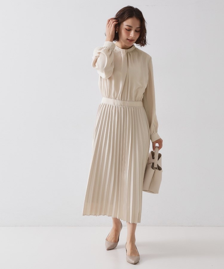 ≪通勤・セレモニー対応≫ジョーゼットプリーツワンピース【洗濯機OK