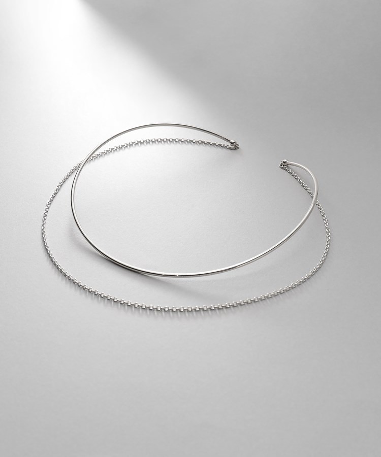 シルバー ホロウフレキシブルチェーンチョーカー オーバルリンク