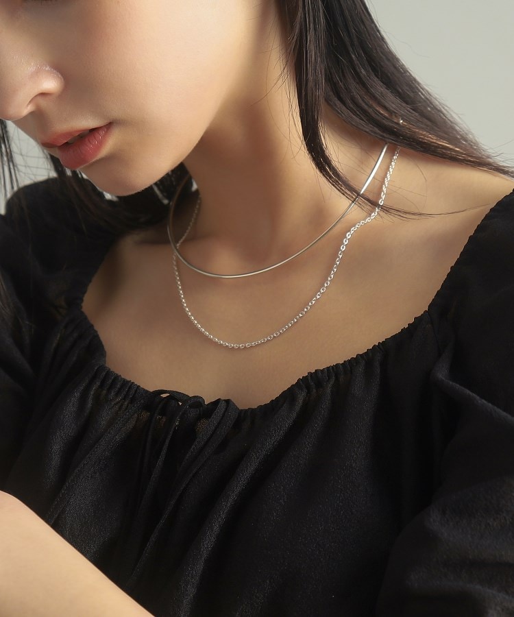 シルバー ホロウフレキシブルチェーンチョーカー オーバルリンク