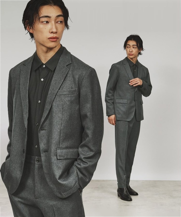 上下2点セット】エステルサージセットアップ／ビジネス対応可（スーツ