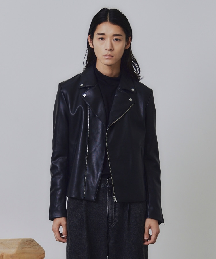 WEB限定】シンセティックレザーダブルライダースジャケット