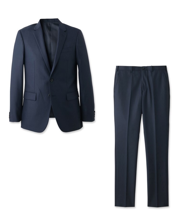 ナローモデル】シャイニー ヘリンボン ストライプ スーツ/3ピース対応