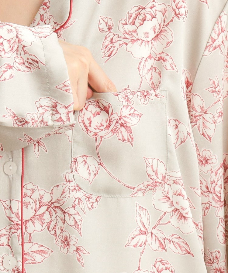 収納袋付き/サテン】ポリントン ローゼズ柄 携帯パジャマ（パジャマ