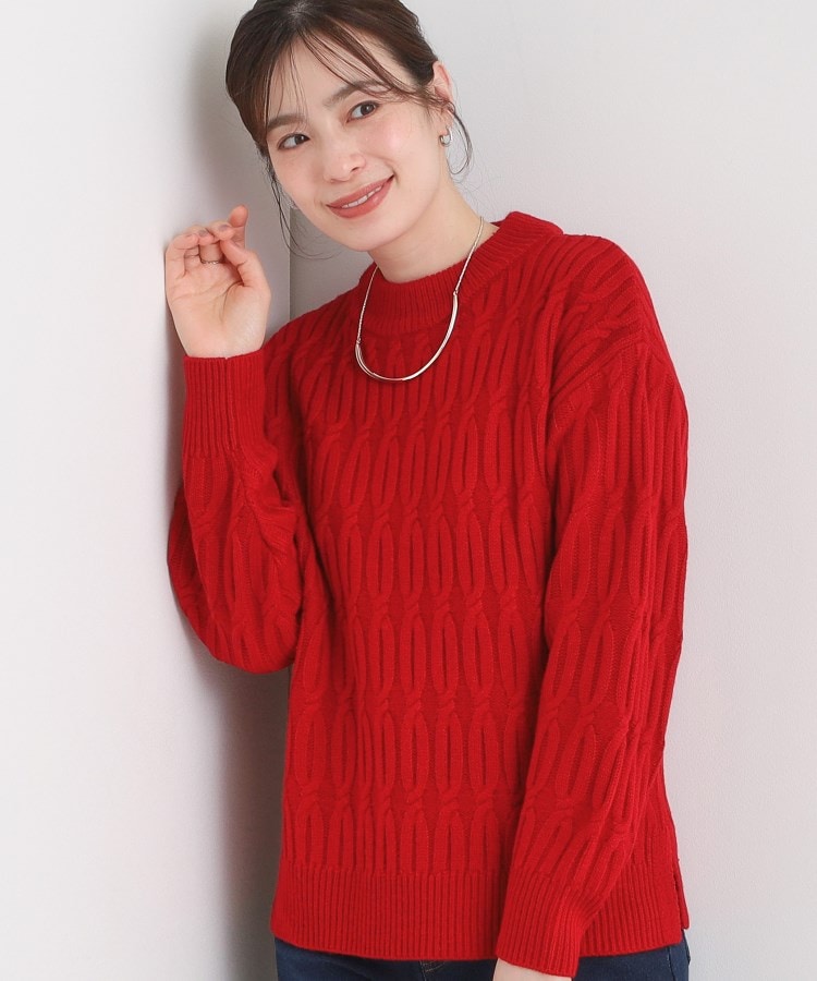 洗濯機可／毛玉レス】シンプルケーブル柄ニット（ニット/セーター
