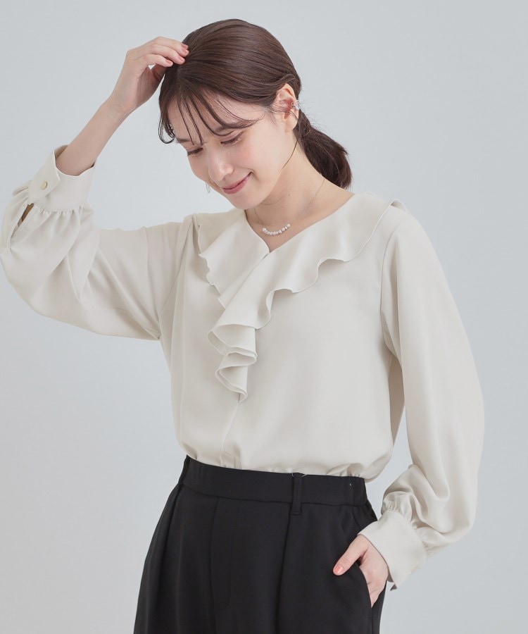 洗濯機可/S-LL】お顔周りを華やかに。フリル襟ブラウス（シャツ