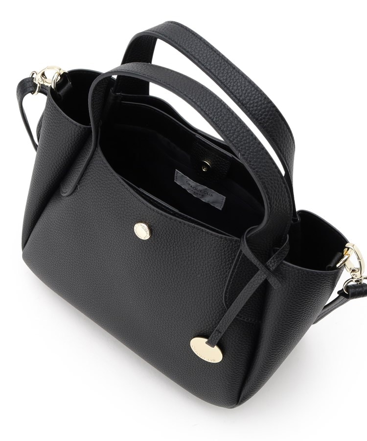 軽量／2WAY】シュリンク合皮ラウンドフォルムミドルトートバッグ