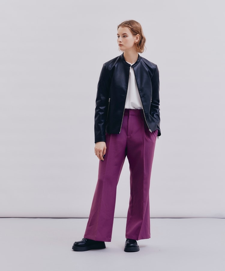 WEB限定】シンセティックレザーシングルライダースジャケット