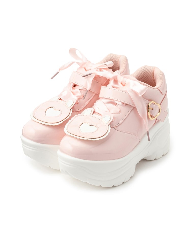 リリー】クマ顔デザイン ピンクスニーカー ♡足元に、ロマンチックと