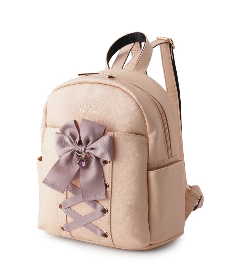レースアップビジュー付きリボンミニリュック（リュック） | Ober