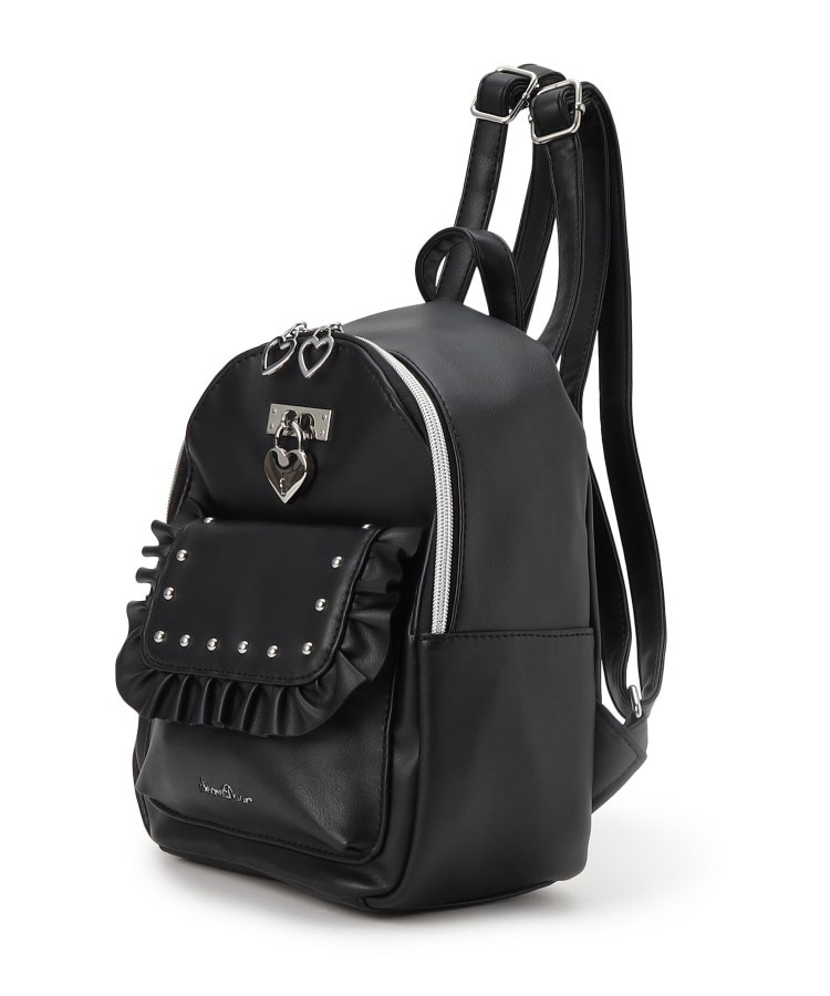 量産地雷 スタッズ南京錠付きフリルハートミニリュック（リュック