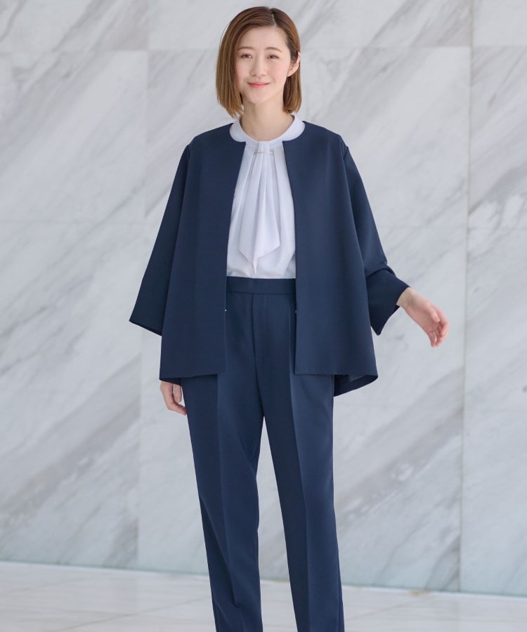 2点セット】Aラインジャケット＆テーパードパンツ【通勤／セレモニー