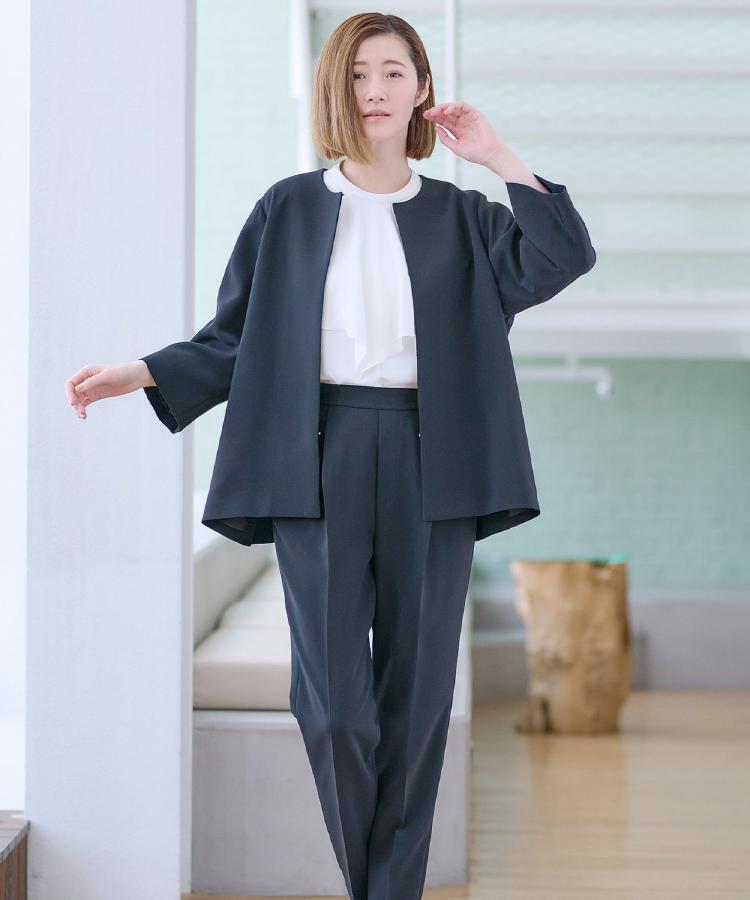 2点セット】Aラインジャケット＆テーパードパンツ【通勤／セレモニー