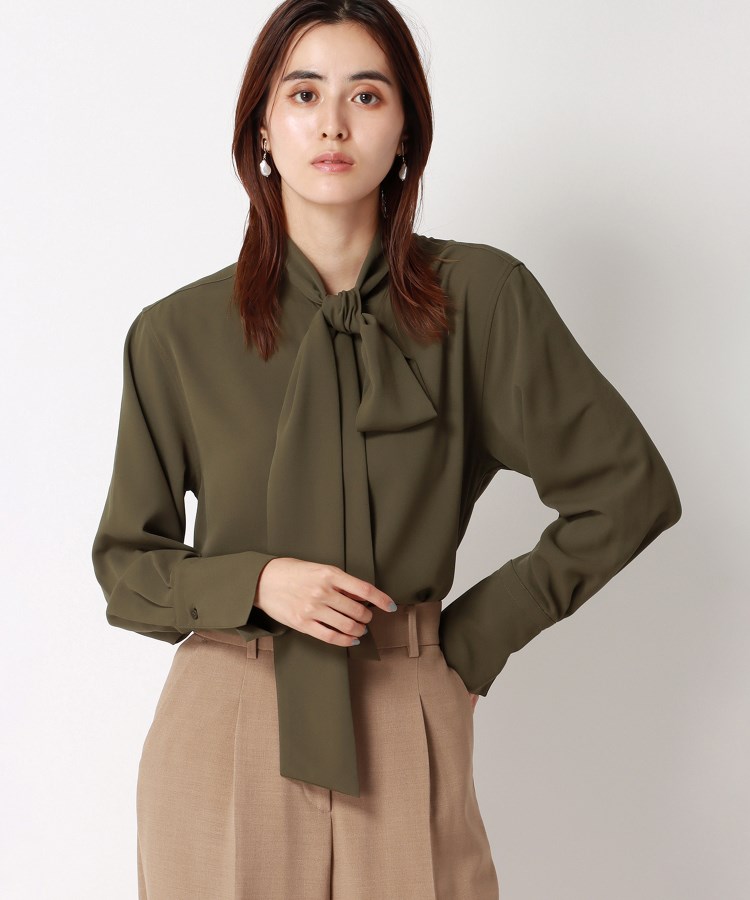 洗える】ソフトジョーゼット ボウタイブラウス（シャツ・ブラウス
