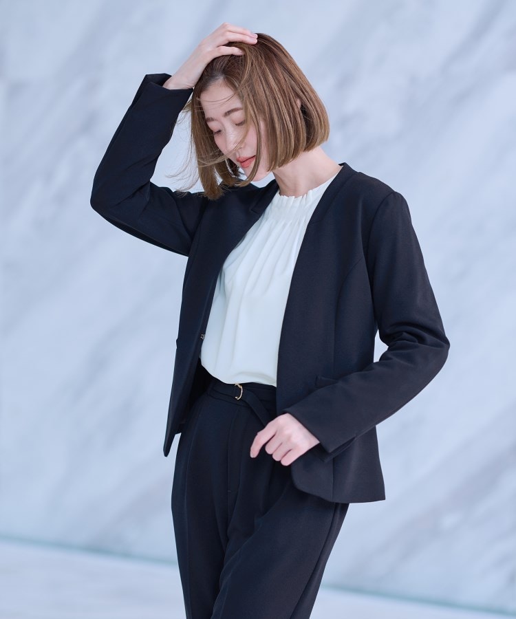 2点セット／6色展開】Vカラージャケットスーツセット【通勤