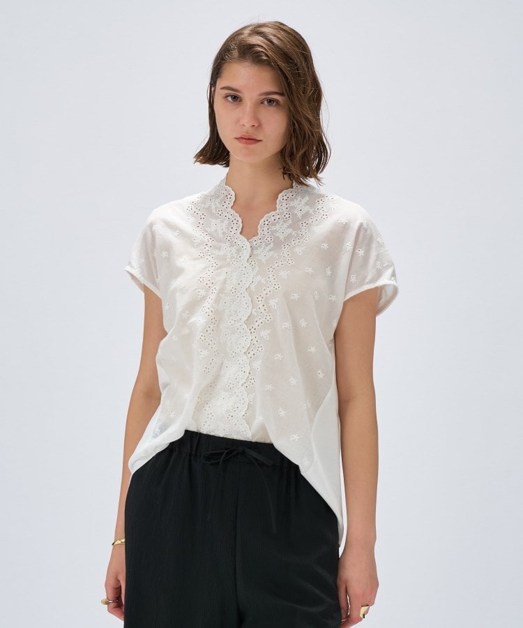 マシンウォッシュ】レースドッキングトップス（カットソー） | cloenc