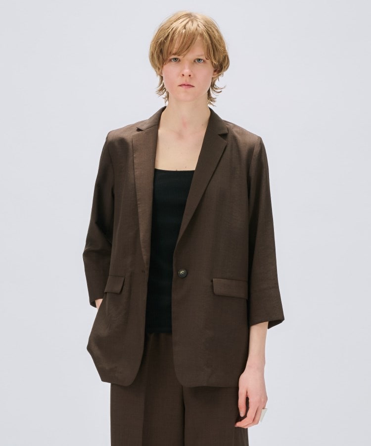 セットアップ／手洗い可】ドライタッチ八分袖テーラードジャケット