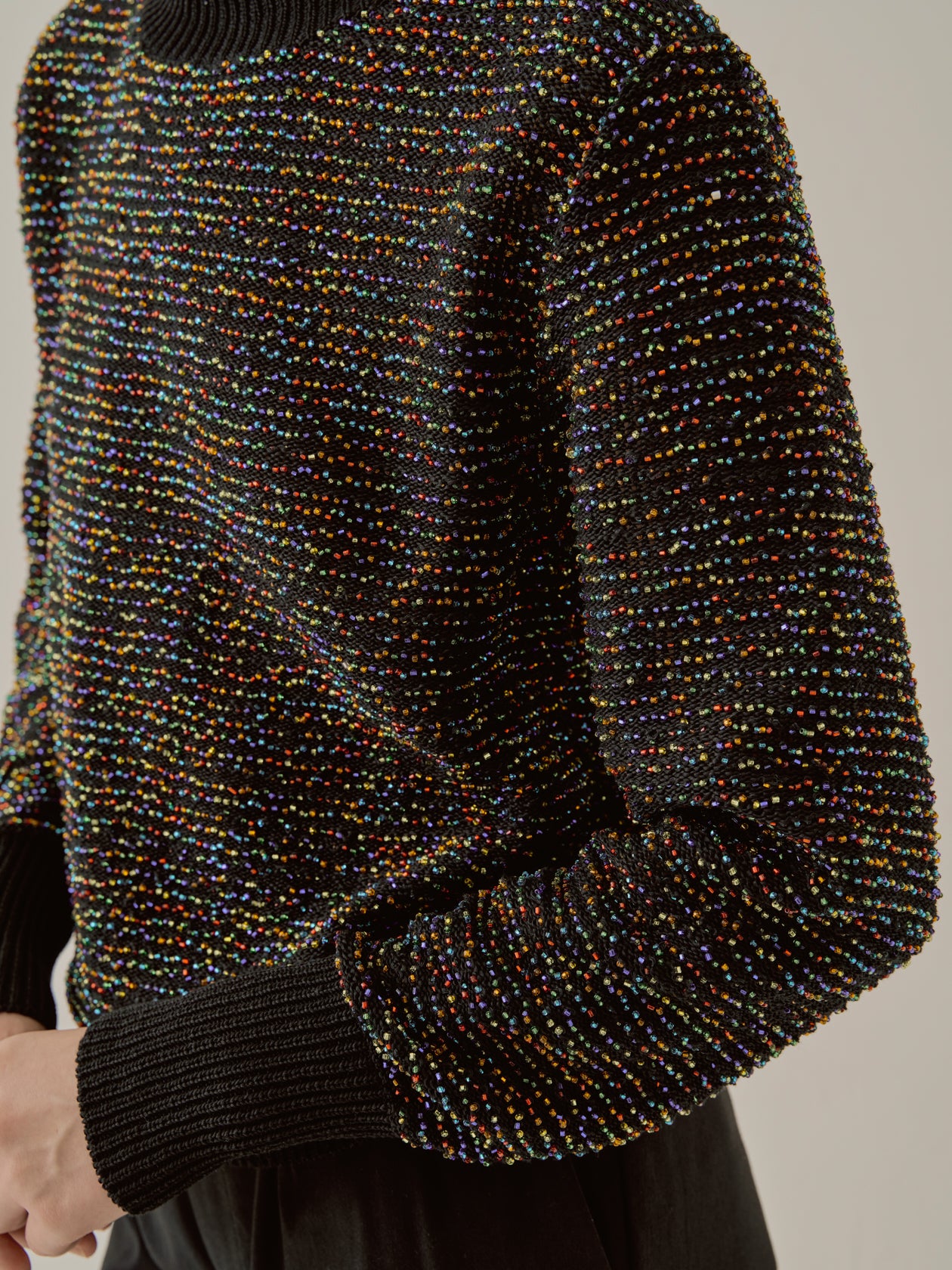 Karachi glass beads handknit pullover BK | AKIRANAKA ONLINESTORE