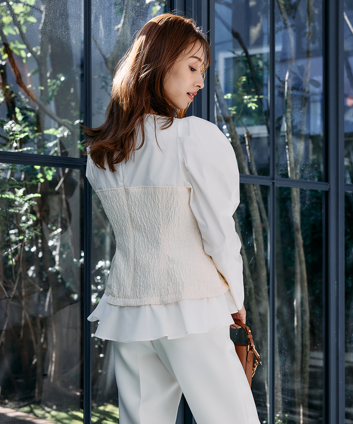 M Maglie le cassetto×吉田理紗》ビスチェ風ジャガードブラウス｜M