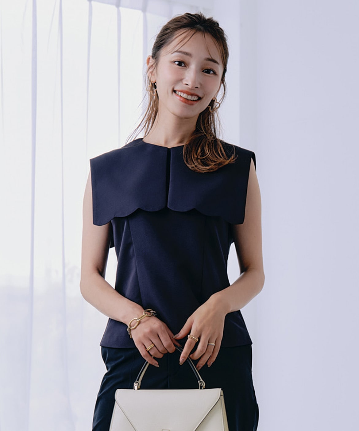 M Maglie le cassetto×吉田理紗》“ほの甘”スカラップブラウス｜M