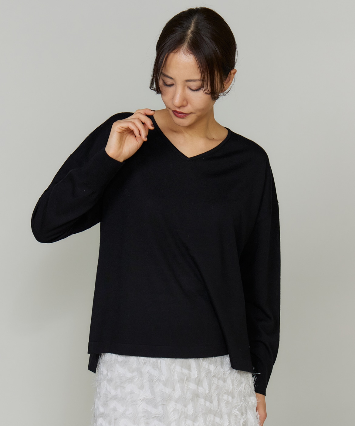 オーバーサイズVネックニット｜INED（イネド）｜フランドル（FLANDRE