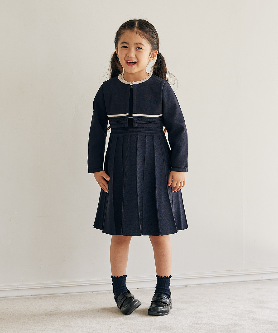 M Maglie le cassetto fiorelino》バイカラーカーディガン《Kids》｜M