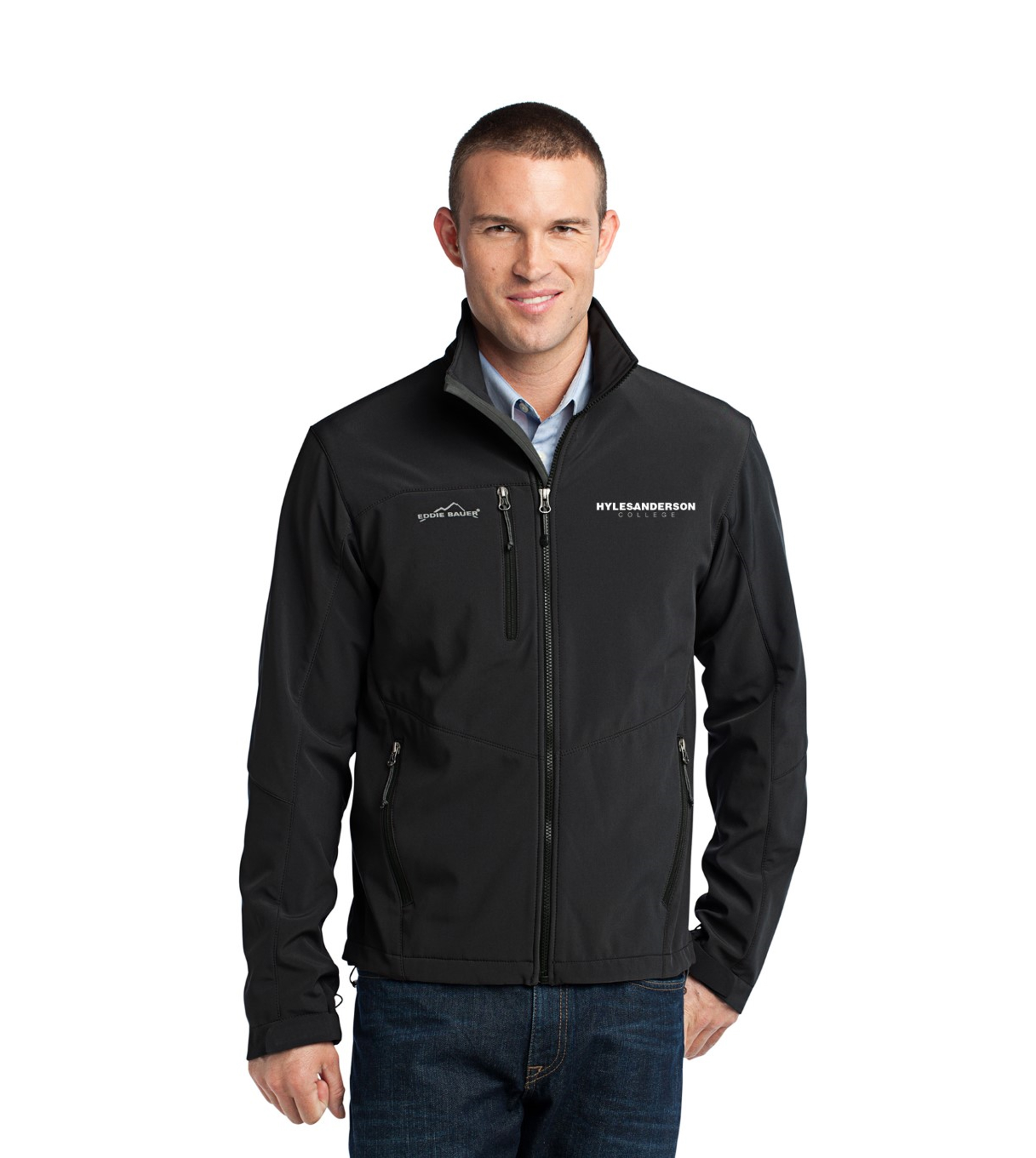 Eddie Bauer® – Soft Shell Jacket (Black White Hyles-Anderson Text