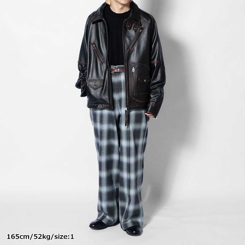 D POCKET AGING LEATHER JACKET -BLACK- | IN ONLINE STORE