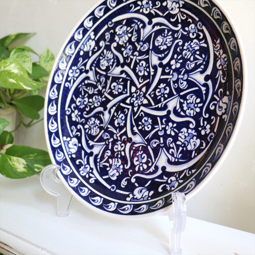 キリムスタイル / 手書き絵皿 25cm トルコ ミュージアムピース細かな