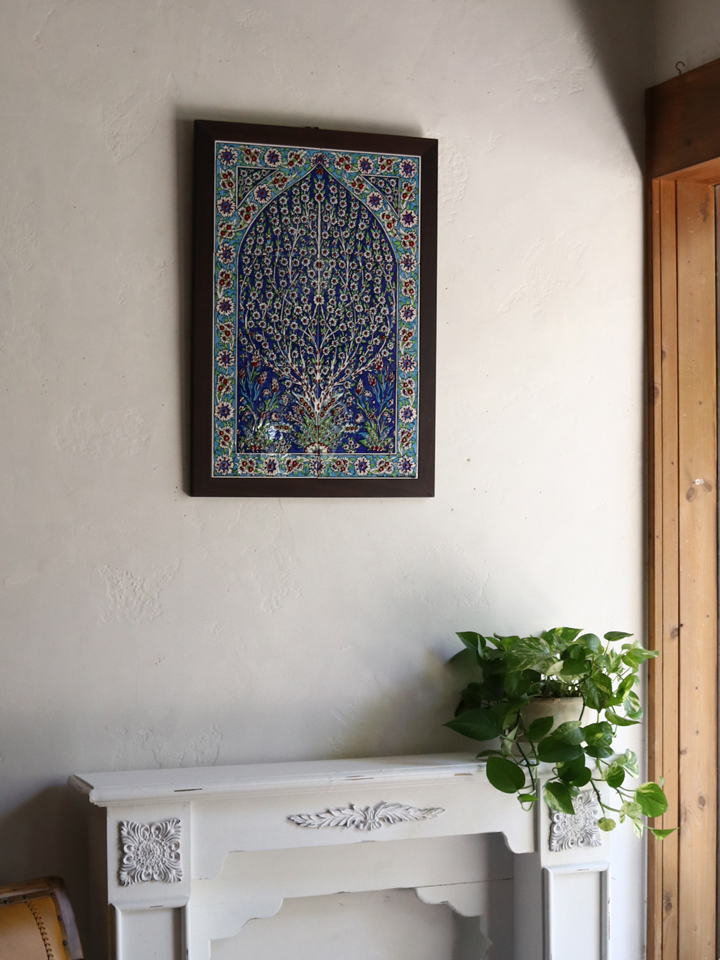 キリムスタイル / トルコ陶器 手書き6枚タイル H67×W45×D1.5cm プラム