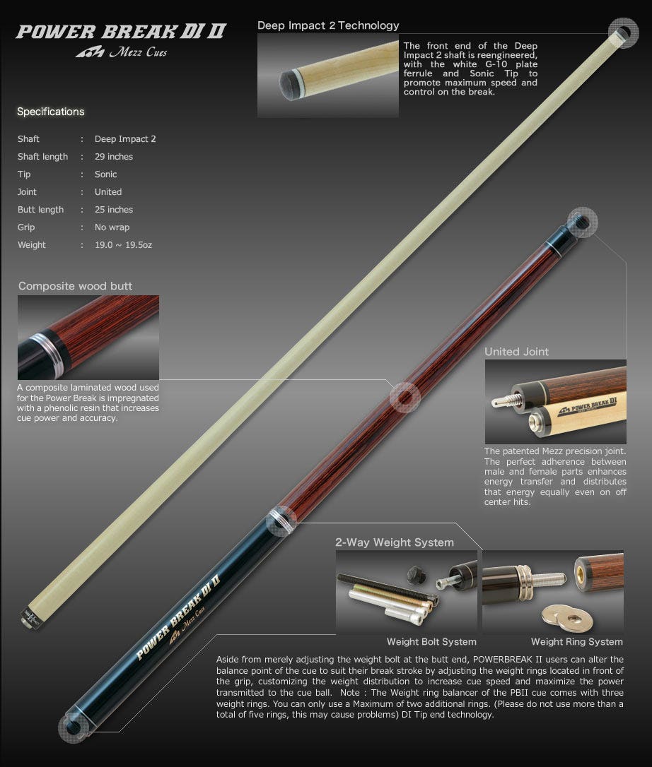 Mezz Power Break II Break Cue - DI Brown
