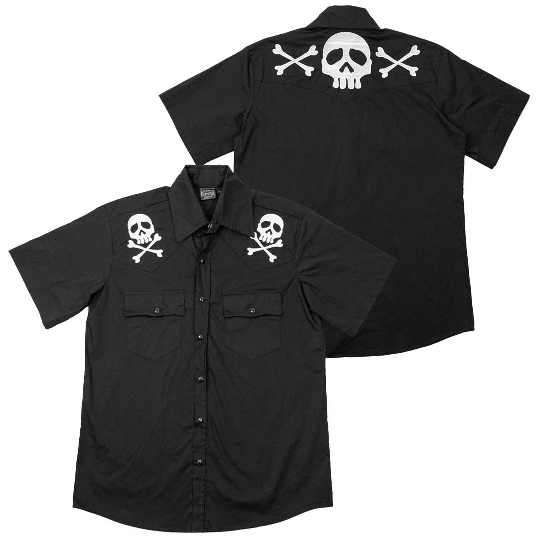 kreepsville 666 harlock skull xbones western shirt