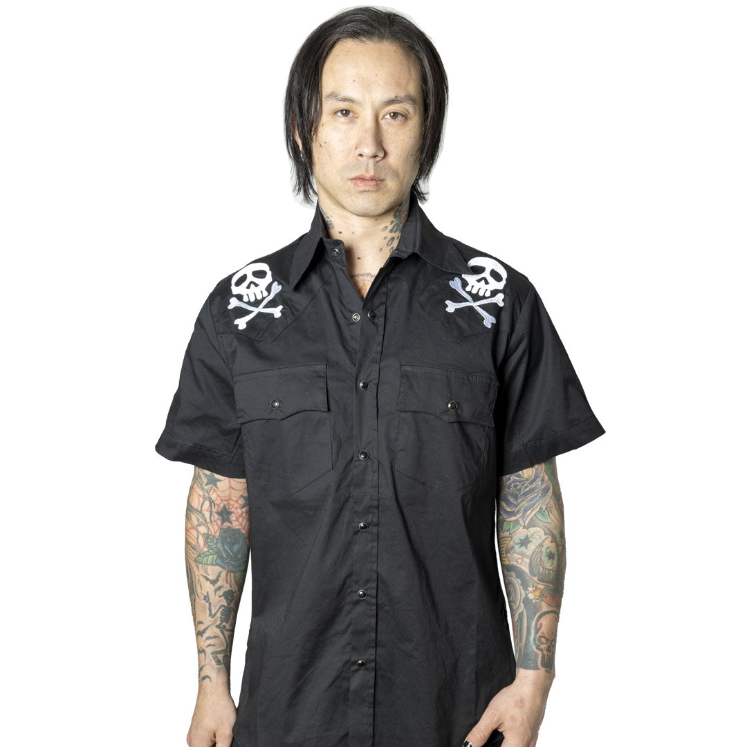 kreepsville 666 harlock skull xbones western shirt