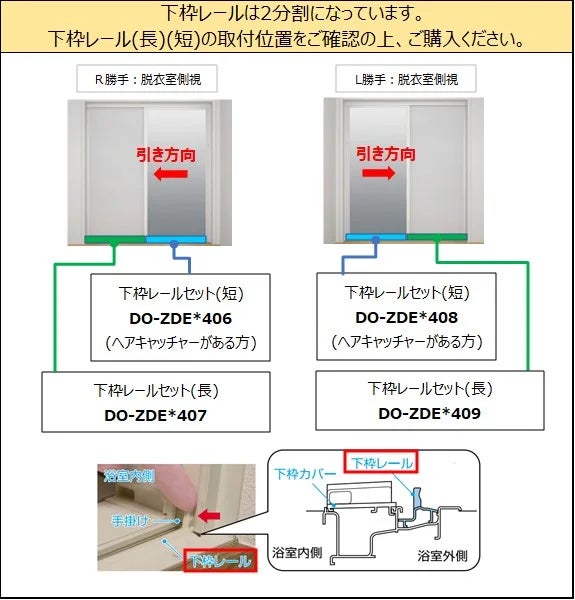 LIXIL・INAX 下枠レールセット(短) 浴室ドア部品 [DO-ZDED406] brdp