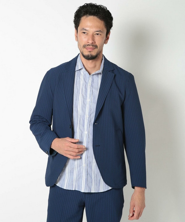 COOL MAX】サッカーストライプテーラードジャケット｜メンズ