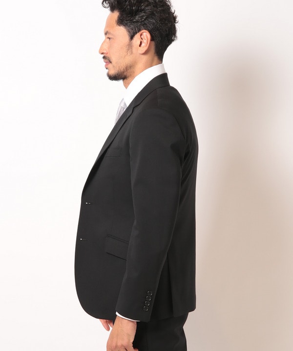 スリーピース対応】サージ綾ブラック無地スーツセットアップ｜メンズ